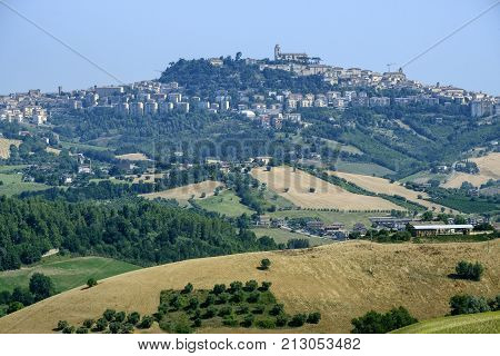 Rural landscape at summer along the road from Fermo to Monterubbiano (Marches italy)