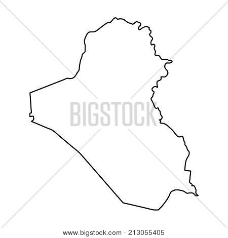 Iraq map of black contour curves on white background of vector illustration