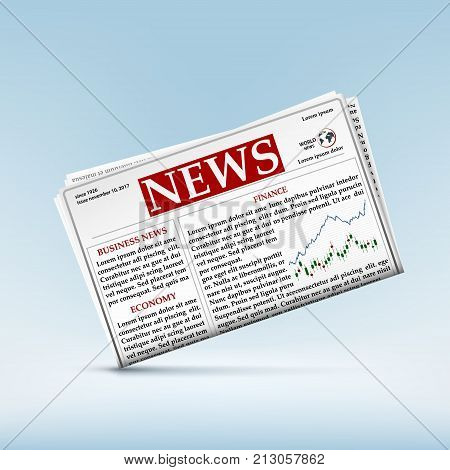 Icon of the newspaper with financial and economic news. Charts of trading on the stock exchange. Stock vector illustration.