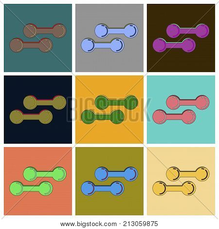 Set of Icons in flat design dumbbells
