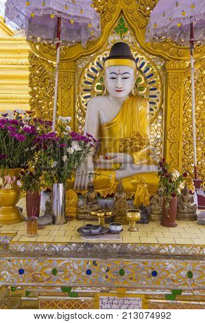 MANDALAY MYANMAR - SEP 02 : Interior of Sandamuni Pagoda in Mandalay Myanmar on September 02 2017 Sandamuni Pagoda is a Buddhist stupa located southwest of Mandalay Hill
