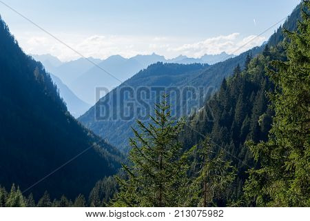 Mountains and peaks landscape. Kühtai glacier natural environment. Hiking in the Stubai Alps. Sellrain valley Tirol Salzburg Austria Europe