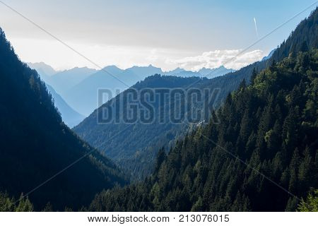 Mountains and peaks landscape. Kühtai glacier natural environment. Hiking in the Stubai Alps. Sellrain valley Tirol Salzburg Austria Europe