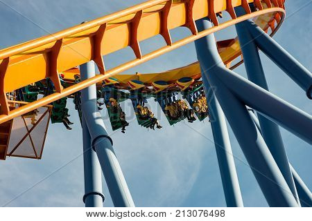ALLENTOWN, PA - OCTOBER 22: View of Roller Coasters at Dorney Park in Allentown, Pennsylvania