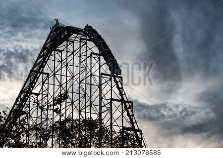 ALLENTOWN, PA - OCTOBER 22: View of Roller Coasters at Dorney Park in Allentown, Pennsylvania