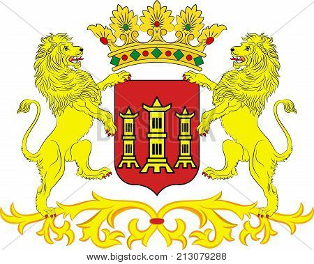 Coat of arms of Lingen is a town in Lower Saxony Germany. Vector illustration
