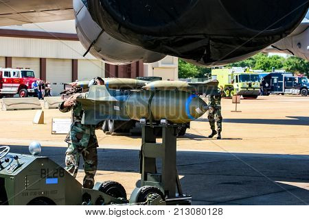 Loading Bombs On B-52 Bomber