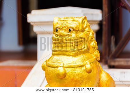 Statue Of A Buddhist Godt, Louangphabang, Laos. Close-up.