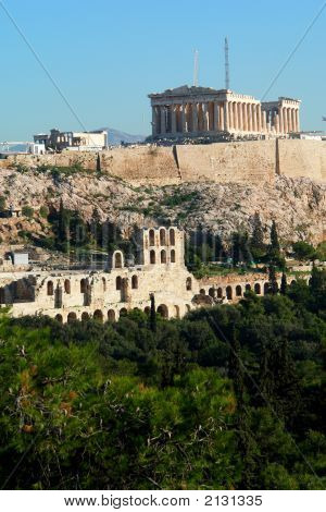 Acropolis And Parthenon From Philopappos Hill In Athens