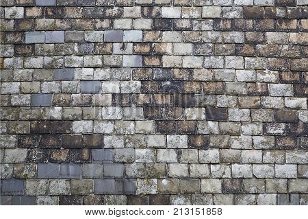 Slate tiles as a natural background texture in a horizontal format