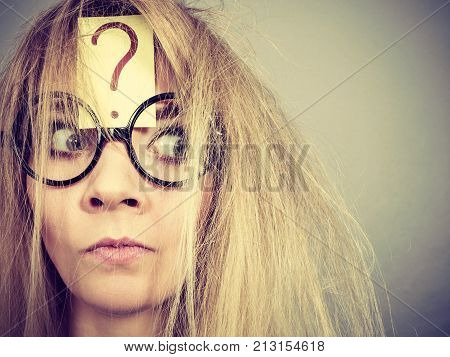 Tired Crazy Woman After Intensive Thinking