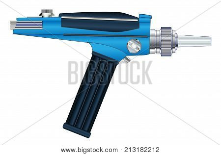 An old style ray gun as may have been used in 60's sci-fi movies and TV series