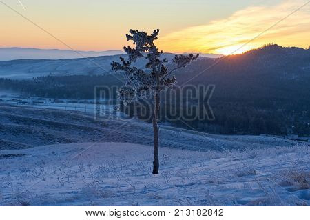 Winter in the Karkaraly Mountains.
Karkaraly mountains - a mountain range in the Karaganda region of Kazakhstan.