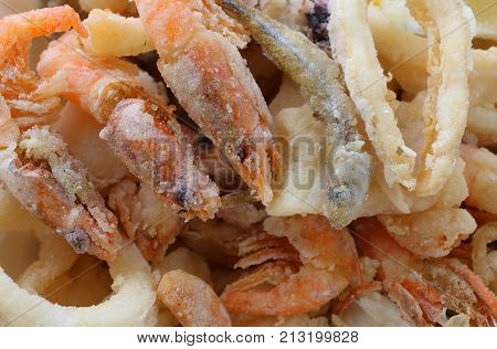 Macro Photography Of Fried Fish And Seafood In The Restaurant