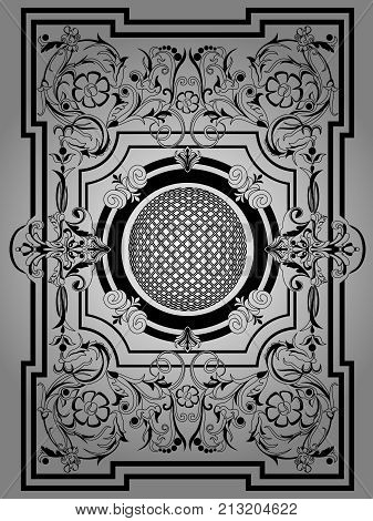 Floral ornament on a gray background. Vector illustration.