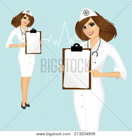 A nurse, a doctor in a white coat. Vector illustration.