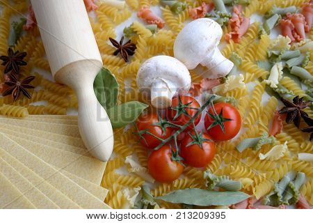 Ingridients For Prepare Italian Food Close Up.