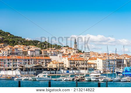 View Of The Harbor With Yachts, Sete, France. Copy Space For Text.