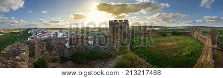 Terena Castle Overlooking The Village At The End Of The Day