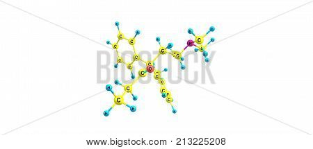 Methadone Molecular Structure Isolated On White