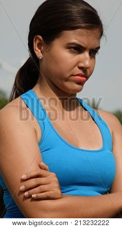 A Stubborn Hispanic Teenage Female And Anger
