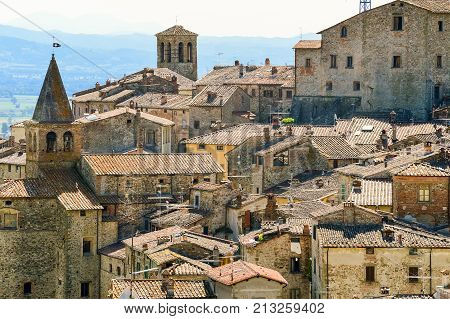 Aerial View Of The Small Town Of Anghiari, Tuscany, Italy