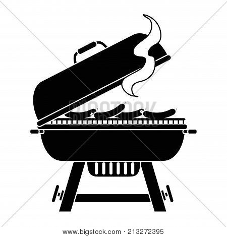 Grill Oven With Sausages Vector Illustration Design