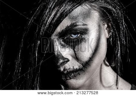 Young Woman With A Skull Makeup