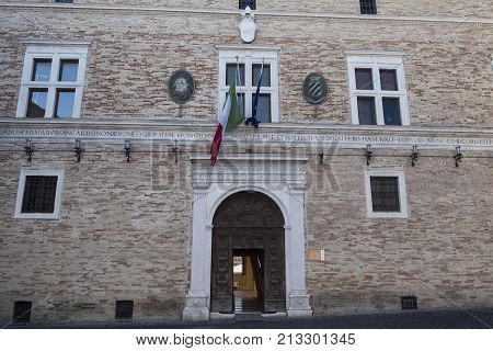 Monte San Giusto (Macerata Marches Italy): historic town. Palace facade