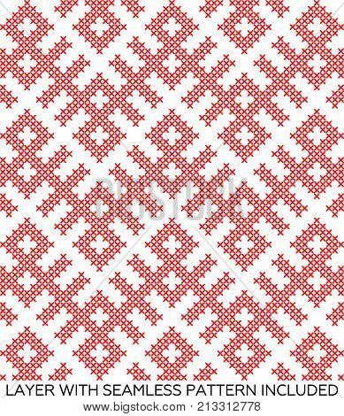 traditional Russian and slavic ornamenttraditional Russian and slavic ornament embroidered cross-stitch.traditional Russian and slavic ornament embroidered cross-stitch.DISABLING LAYERS, you can obtain seamless pattern