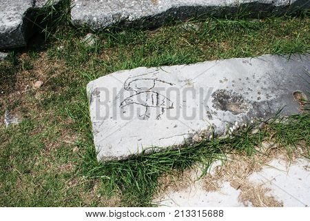 Engravings at the Shops at Philippi. These engravings are near the shops at the agora of Philippi. Likely carved by merchants or slaves who spent time passing at the marketplace. One of the nearby stalls may have belonged to Lydia the merchant who befrien