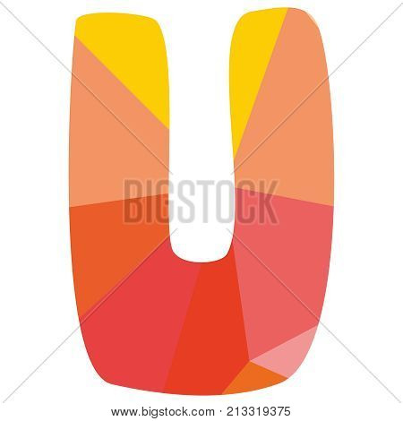 U vector low poly wrapping surface pastel alphabet letter isolated on white background