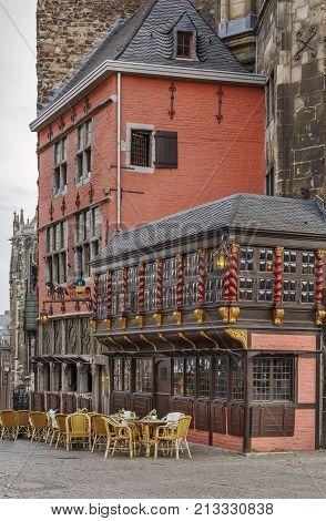 Ratskeller restaurant in Gothic Aachen Rathaus (city hall) Germany