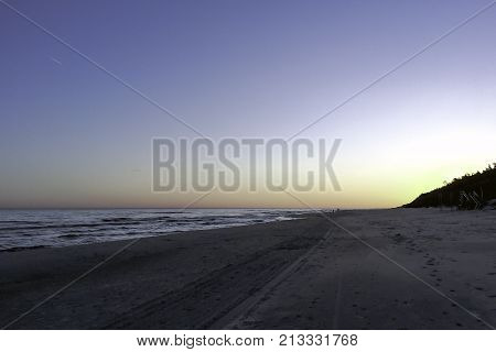 Sunset on Polish coast, Lubiatowo, Poland, Europe