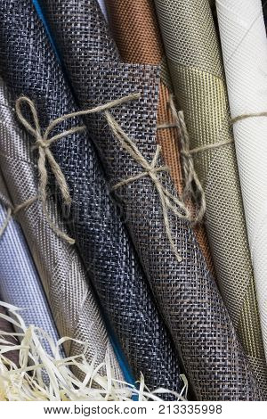 Rolls of wrapping paper binding with rope