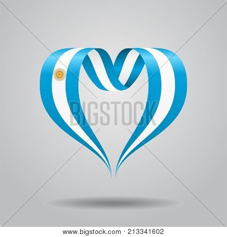 Argentinean flag heart-shaped wavy ribbon. Vector illustration.