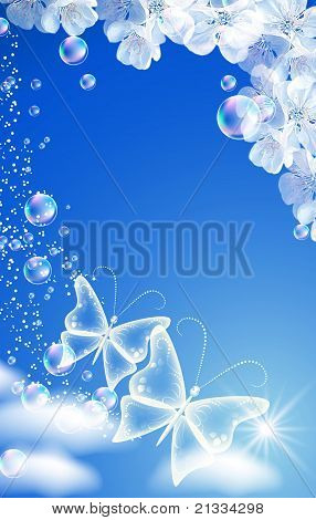 Himmel und weiße Blumen