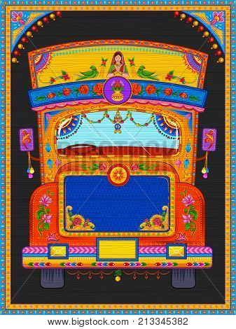 illustration of colorful welcome banner in truck art kitsch style of India