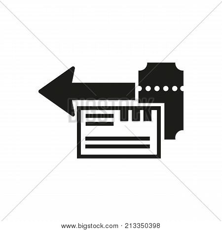 Icon of sales returns. Receipt, ticket, coupon. Shopping concept. Can be used for topics like consumerism, custom, transaction, clientage