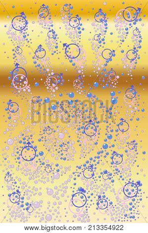 The male and female symbols bubbling on a golden background