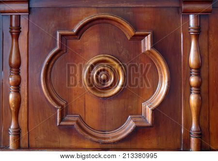 Relief wood panneling in bar counter in Italy south of Rome