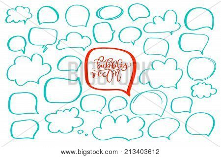 set of handdrawn doodle boobles for your text. design for comics Speech situation phrases. Vector illustration.