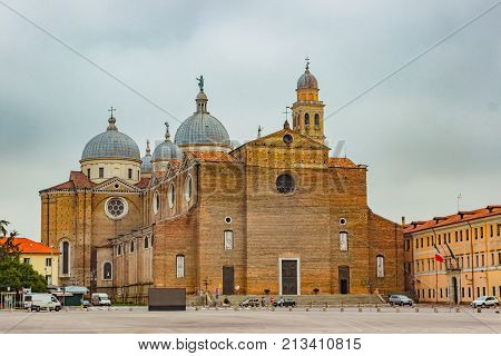 Basilica di Santa Giustina, Padova, Italy. Abbey of Santa Giustina is a Benedictine abbey in the center of the City of Padua. Basilica is located in the center of the square Prato della Valle.