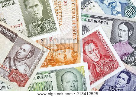 Bolivian Pesos, a background with Bolivian money