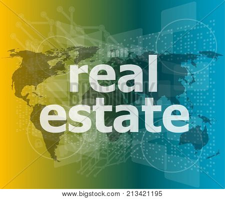 real estate text on business touch screen