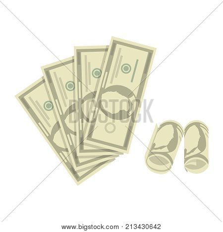 Banknotes of dollars in a twisted and decomposed form. The concept of profit. Vector illustration.
