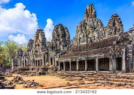 Angkor Cambodia. The inner gallery of the Bayon temple.
