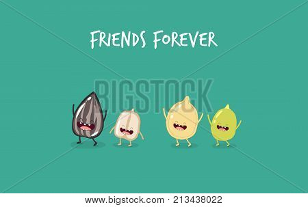 Vegan protein funny set of vector chatacters. Healsy food. vagalife