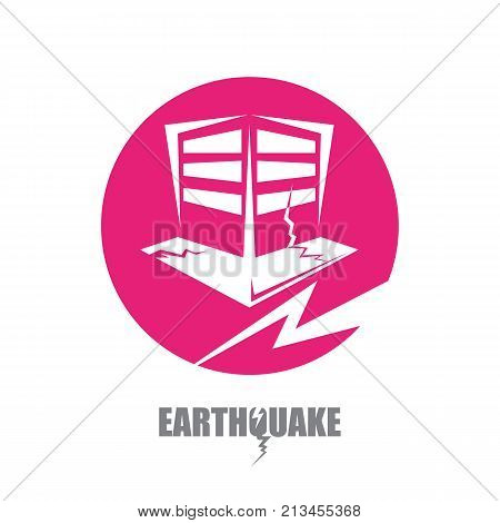 vector Earthquake icon with damaged house isolated on white background. vector Natural disaster sign or symbol