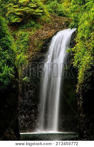 Wainibau Waterfall At The End Of Lavena Coastal Walk On Taveuni Island, Fiji